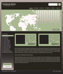 Full editable vector web layout in green/dark colors
