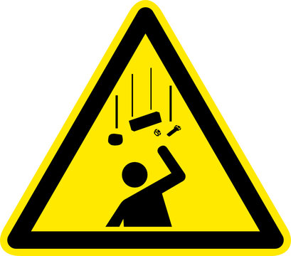 Warnschild Warnzeichen Herabfallende Gegenst&auml;nde
