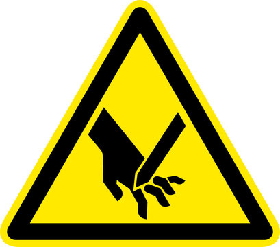 Warnschild Warnzeichen Handverletzung Schnittverletzung