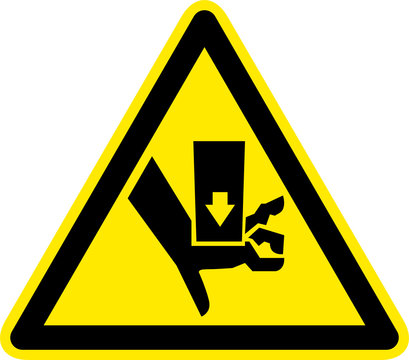 Warnschild Warnzeichen Quetschgefahr Handverletzung