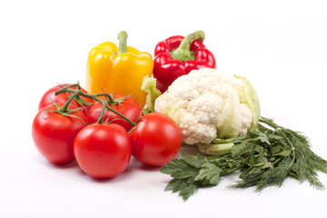 mix of fresh vegetables isolated on white