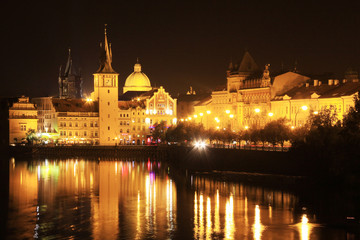 Fototapeta na wymiar The night View on Prague Old Town, Czech Republic