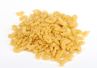 close up of a dried italian pasta on white background