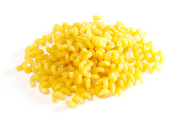 dried italian pasta on white background