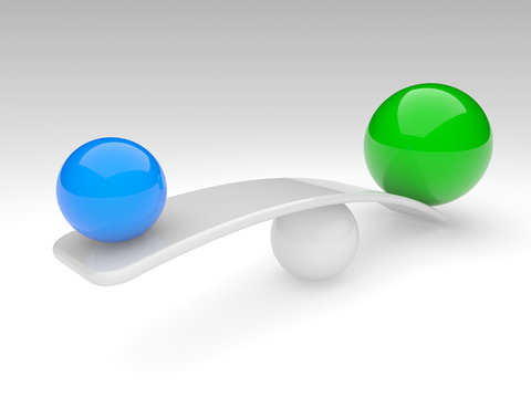 two spheres compare (balance concept)