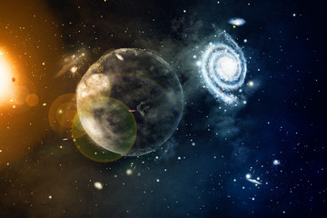 Obraz na płótnie Canvas Przestrzeń galaktyki gwiazd i planety