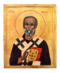 Traditional painting called icon with the image of Saint Nicholas