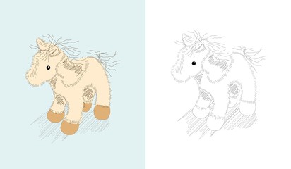 Hand drawn toy - brown pony