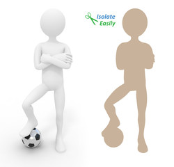 Football player with ball. Isolate easily and paste on any backg