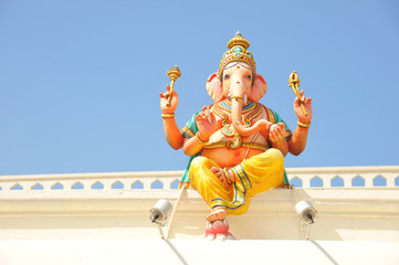 Hindu God Ganesha Sitting On The Wall