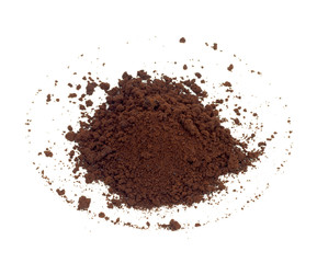 Coffee grains on the white