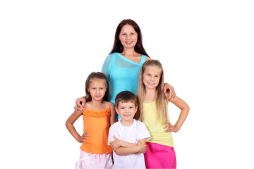 Mother with her three children in studio