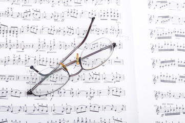 Note pad and glasses