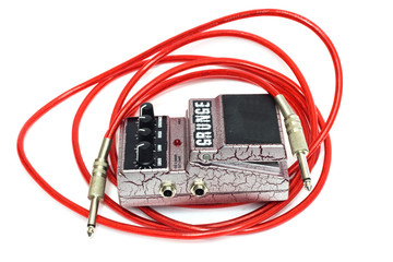 Electric guitar patch cable isolated on white