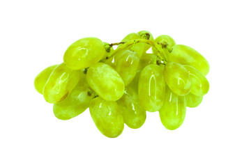Fresh green grapes. Isolated on white