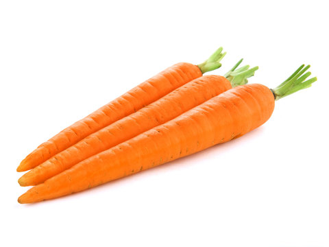 Fresh carrots isolated on white background