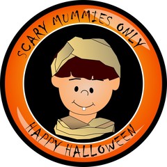 Halloween scary mummy button