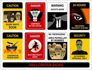 Halloween scary signs set