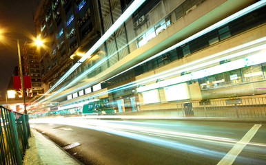 Road and traffic in downtown area of Hong Kong