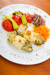 Grilled vegetables served in the plate