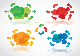 Speech clouds with arrows