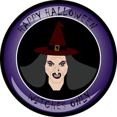 Halloween scary witch button