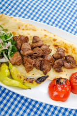 Kebab served in the plate
