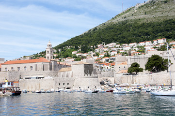 Naklejka premium Port of walled city of Dubrovnic in Croatia Europe