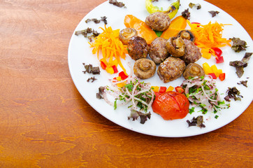 Kebab served in the plate