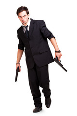 Obraz premium cooler Mann mit Pistolen
