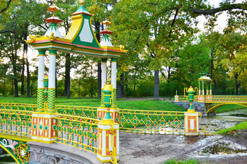 The bridge in Alexander`s park in Tsarskoe Selo