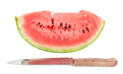 Pieces of watermelon with the knife