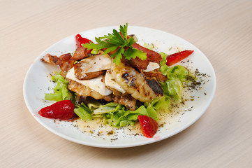 Salad with ham,pineapple,strawberries