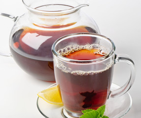 tea in cup isolated on white background