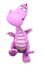 Fototapeta premium baby dragon pink in I am jumping because I am scared