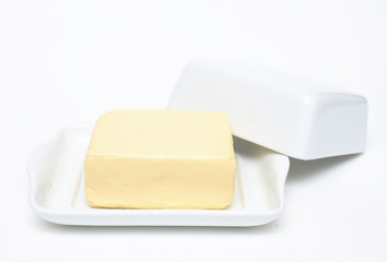 butter on white butterdish