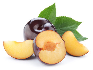 Plums isolated