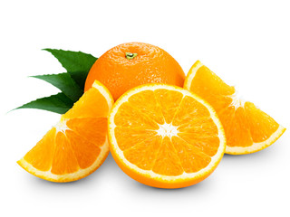Orange fruit isolated on white background + Clipping Path