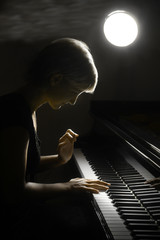 Naklejka premium Pianist musician piano music playing.