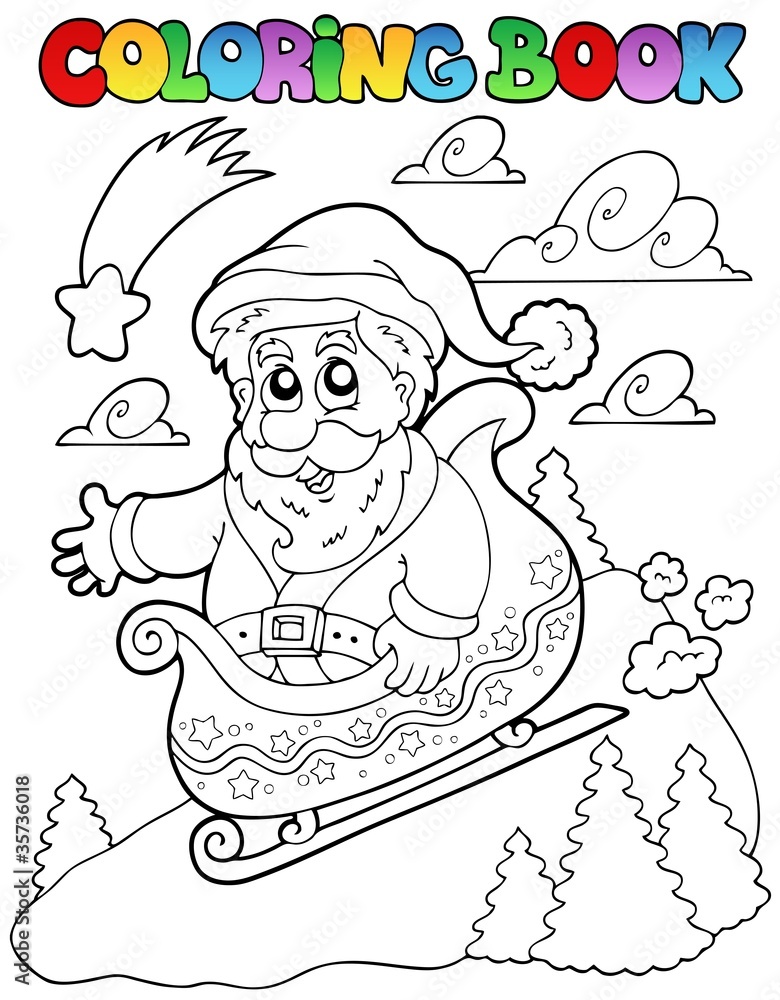 Wall mural coloring book christmas topic 6