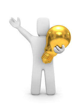 Person With Gold Lightbulb