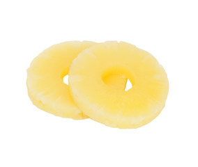 slice of pineapple isolated on white background