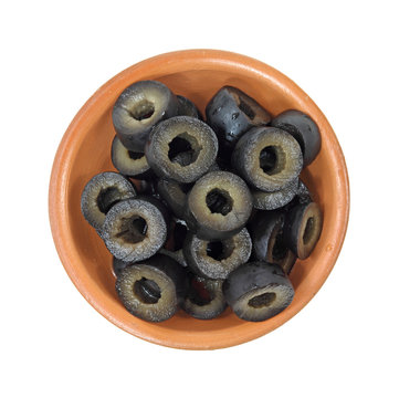 Sliced Black Olives In Small Dish