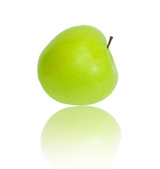 A ripe green apple. Isolated on white