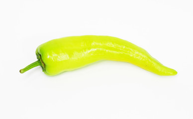 Green pasilla chile pepper isolated on white