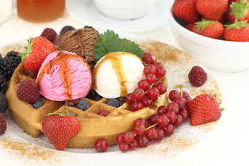 Fresh Waffle with ice cream