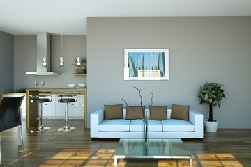 Wohndesign - Sofa weiss im Loft