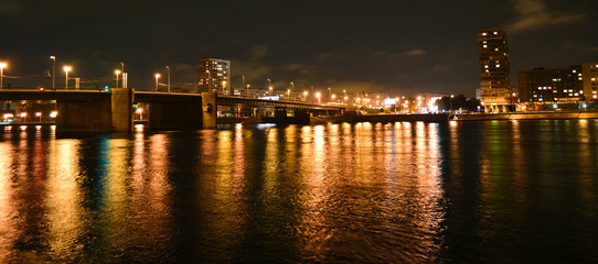 Fototapeta na wymiar Night view of Volodarsky Bridge in St Petersburg