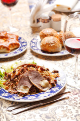 Uzbek national dish - plov with horse meat