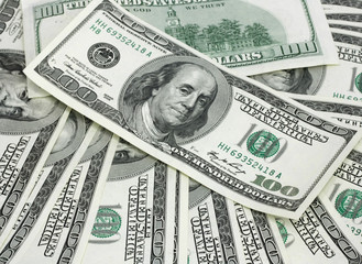Background with money american hundred dollar bills